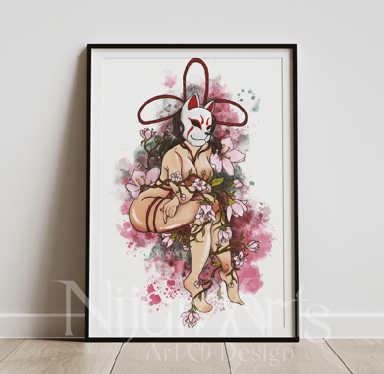 Kitsune inspiriertes Kunstswerk